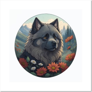 Keeshond Mountain Landscape Posters and Art